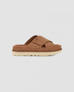 UGG Goldenstar Cross Slide Ženske Sandale Kafe | HRT8689C