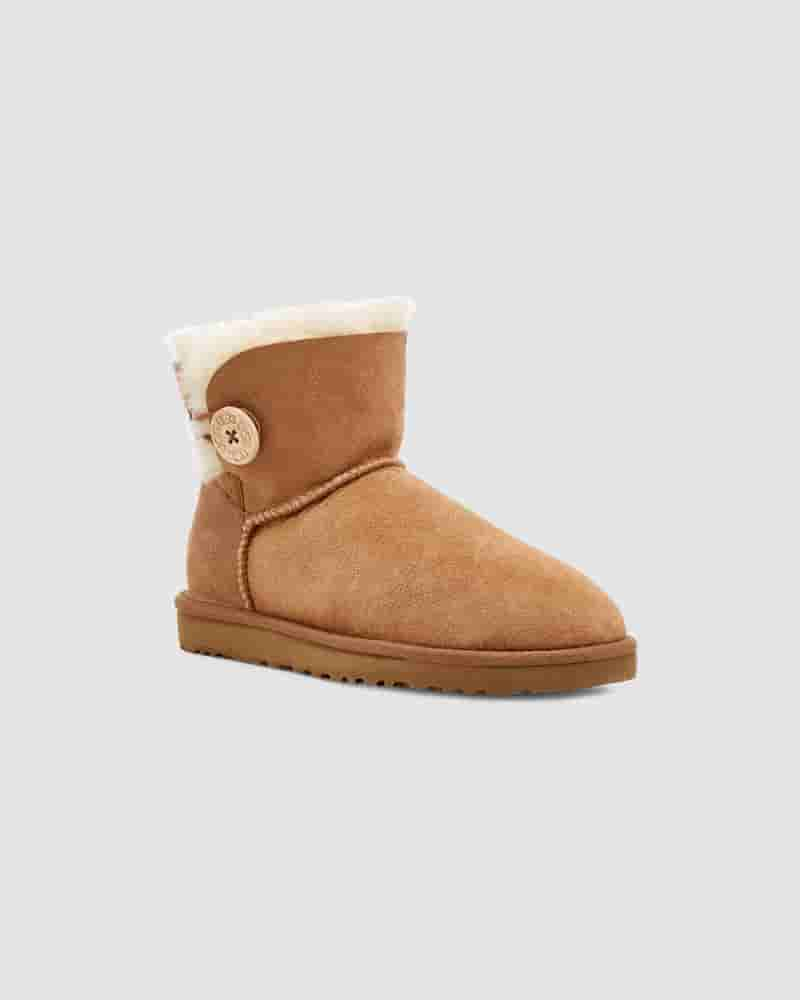 UGG Mini Bailey Button II Dječje Cizme Smeđe | HRC8550T