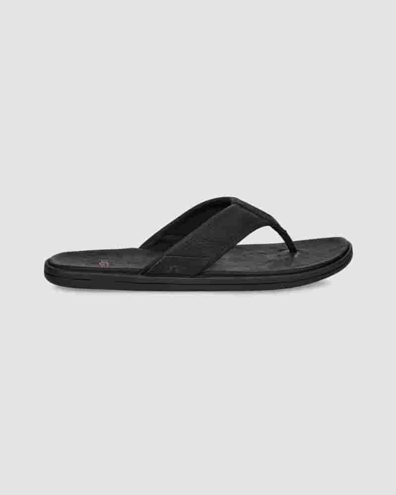 UGG Seaside Leather Flip Flop Muške Sandale Crne | HRZ8600U